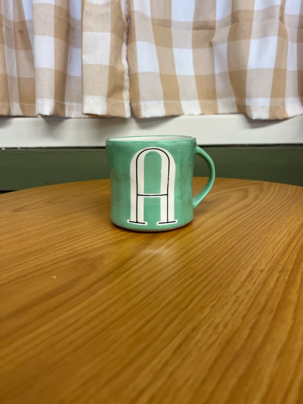 Anthropologie Mint Green Monogram 'A' Ceramic Mug